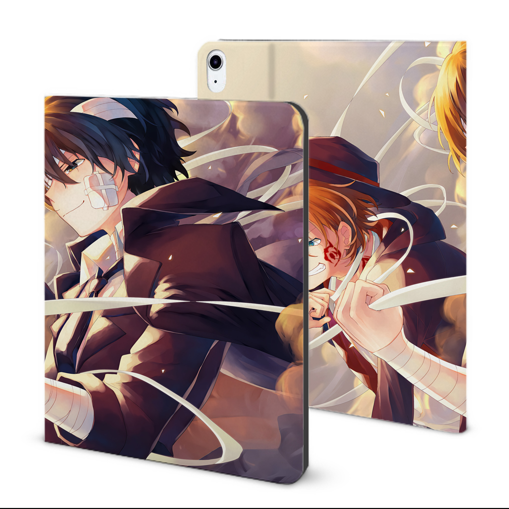 （画像用） 文豪ストレイドッグス Bungo Stray Dogs IPad ケース ブック型 PUレザー TPU 耐衝撃 軽量 薄型 ペン収納なし 全面保護 IPad 各モデル対応